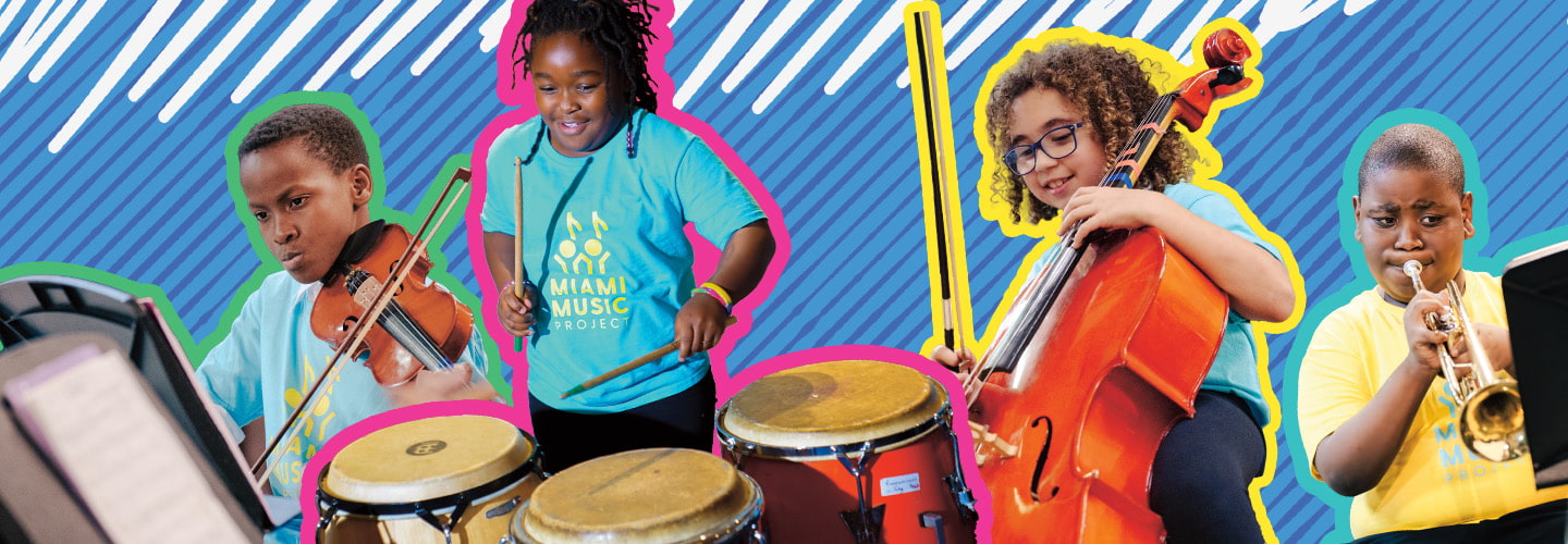 Image of students practicing a variety of instruments